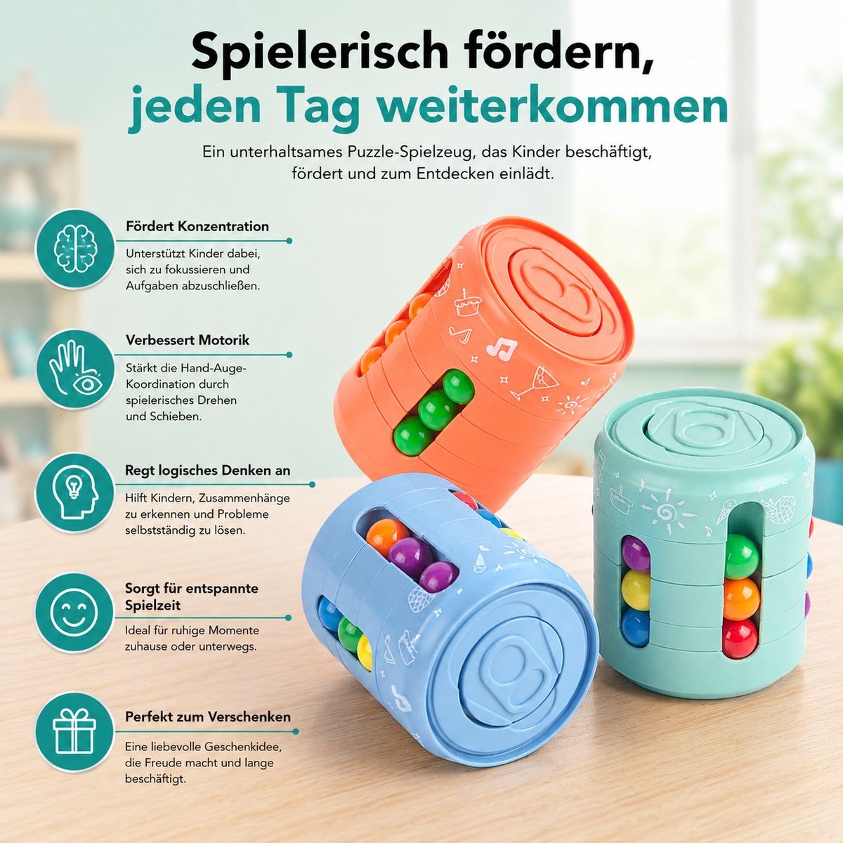 Magisches rotierendes Bohnen-Puzzle-Würfelspiel