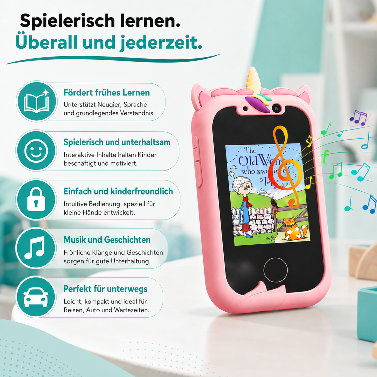 Interaktives Kinder Handy – Lernen, Selfies & Musik