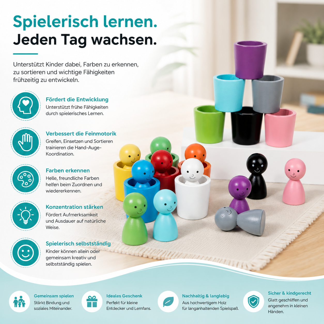 Montessori Holzspielzeug – Farben lernen leicht gemacht