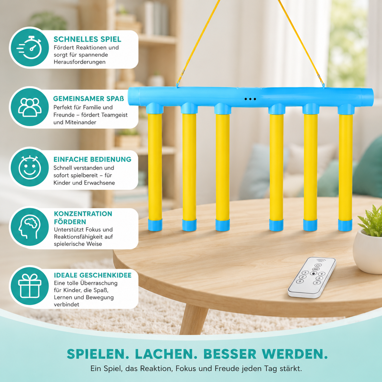 Reaktionsspiel mit fallenden Stäben für Kinder & Familie – Schnelligkeitsspiel