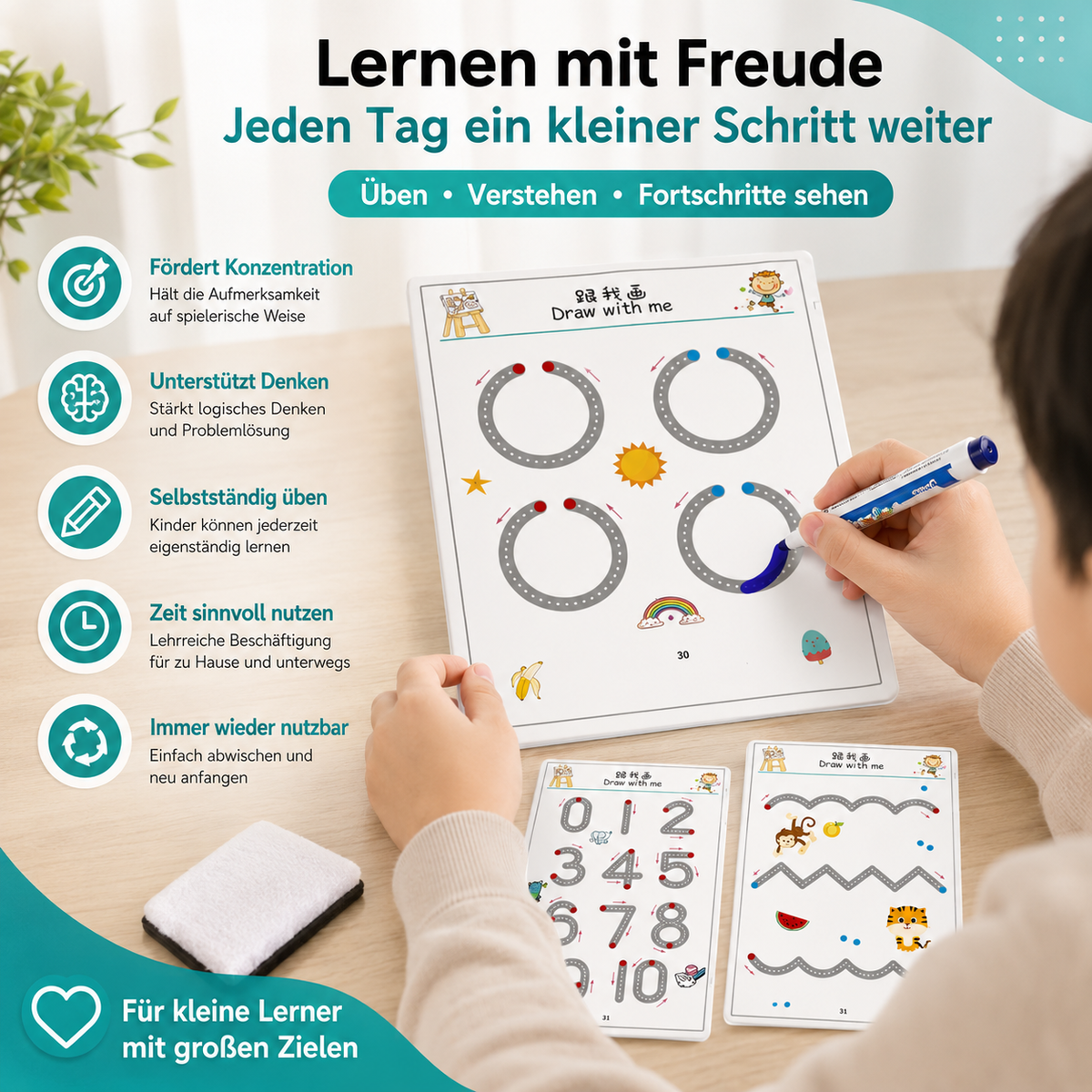 Montessori Zeichenspiel für Kinder – Konzentration, Formen & Zahlen