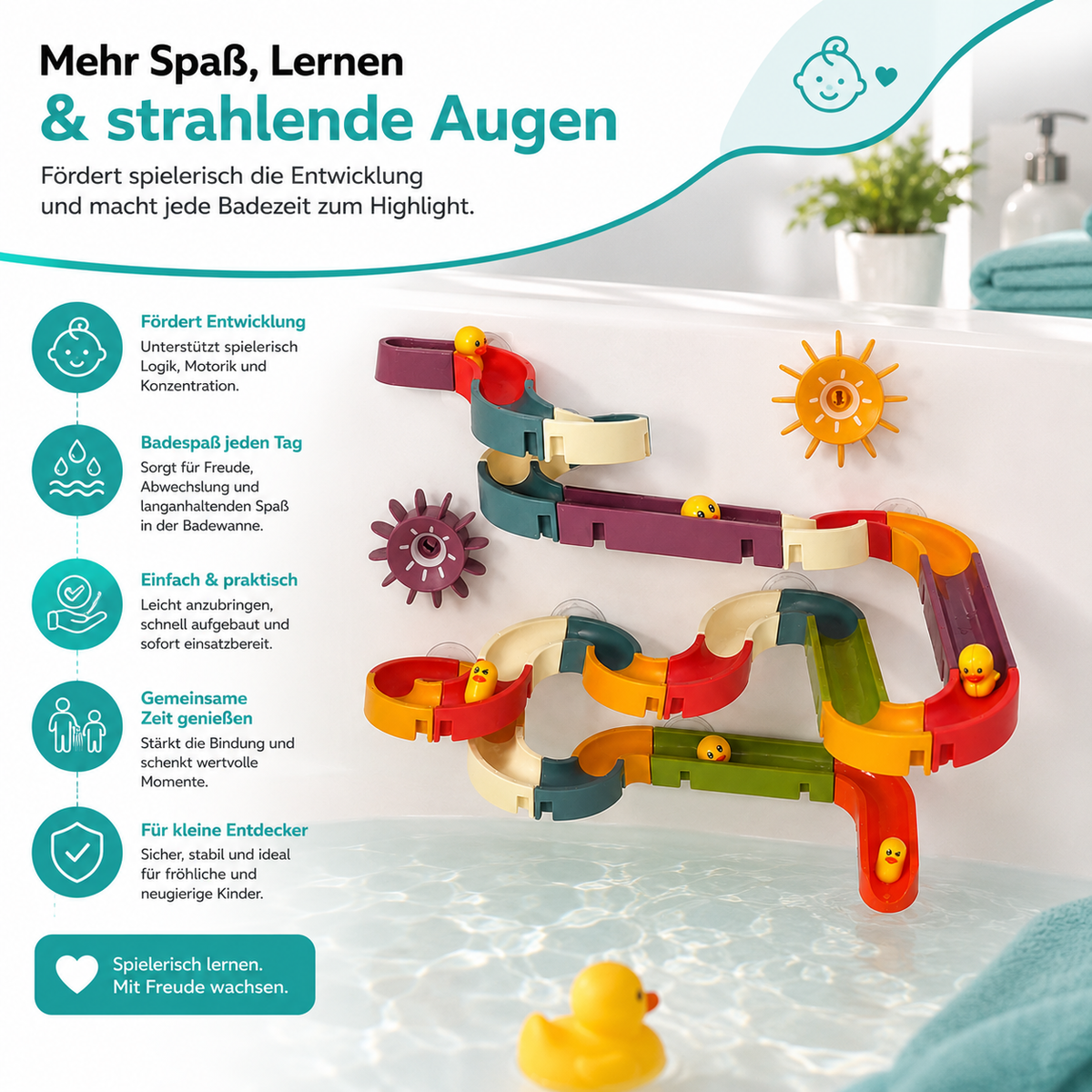 Bunte Badespaß-Rutsche - fröhliche & lernreiche Badezeit