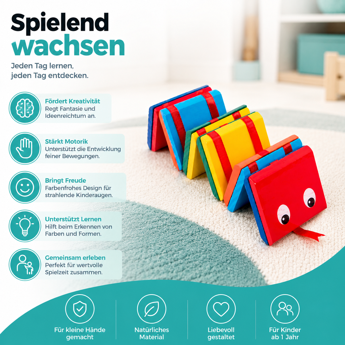 Fördert kreatives Spielen und das Entdecken von Farben und Formen.