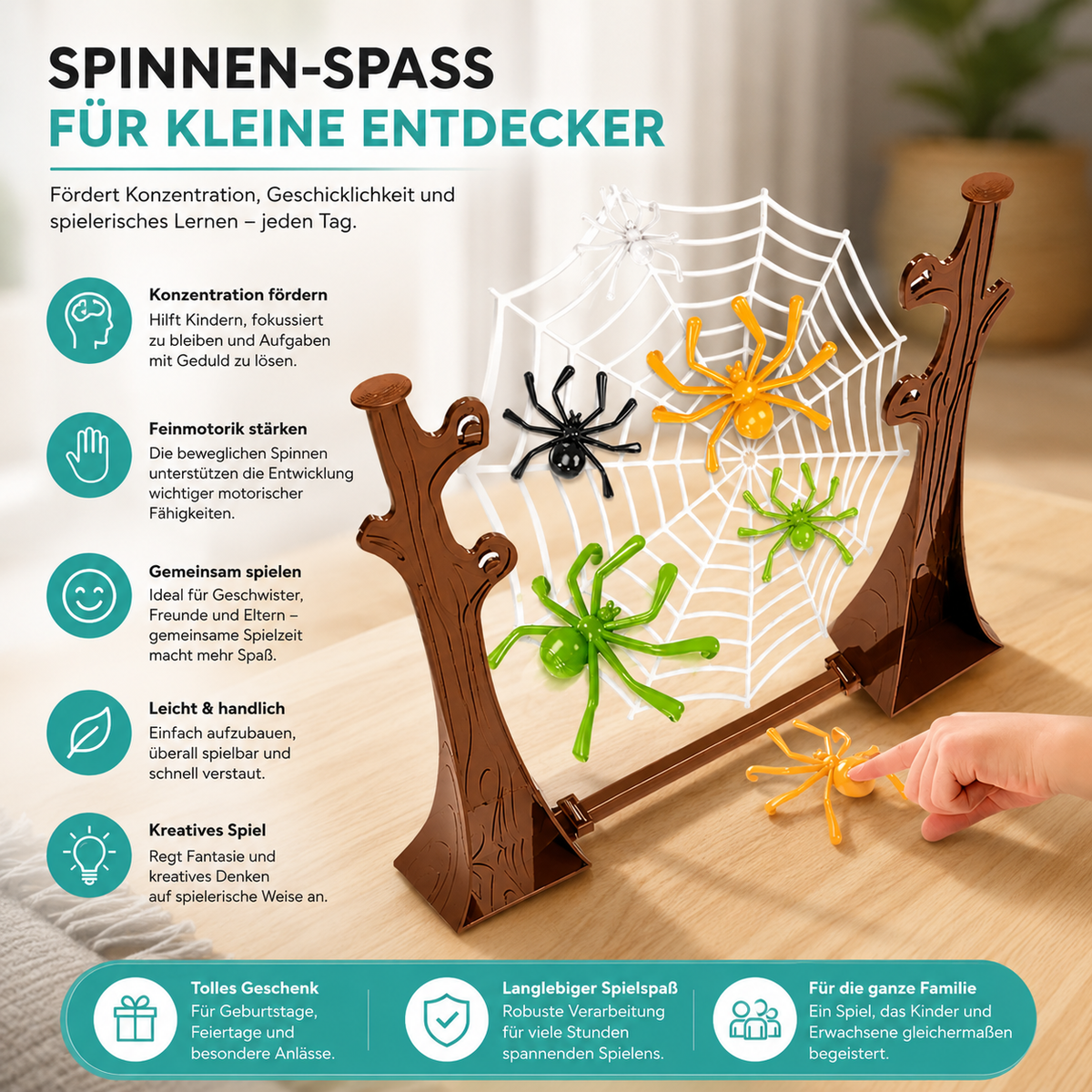Springende Spinnen – Das lustige Katapult-Spiel für Kinder