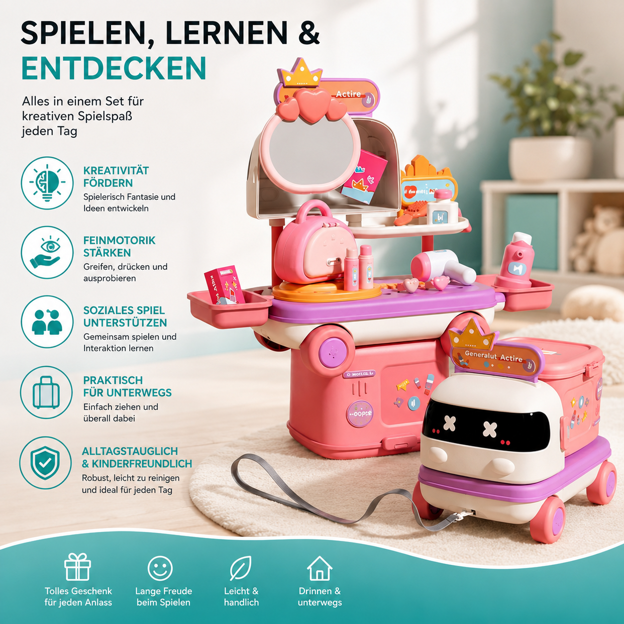 2-in-1 Lernspielset – Küche, Arzt & Makeup Spaß