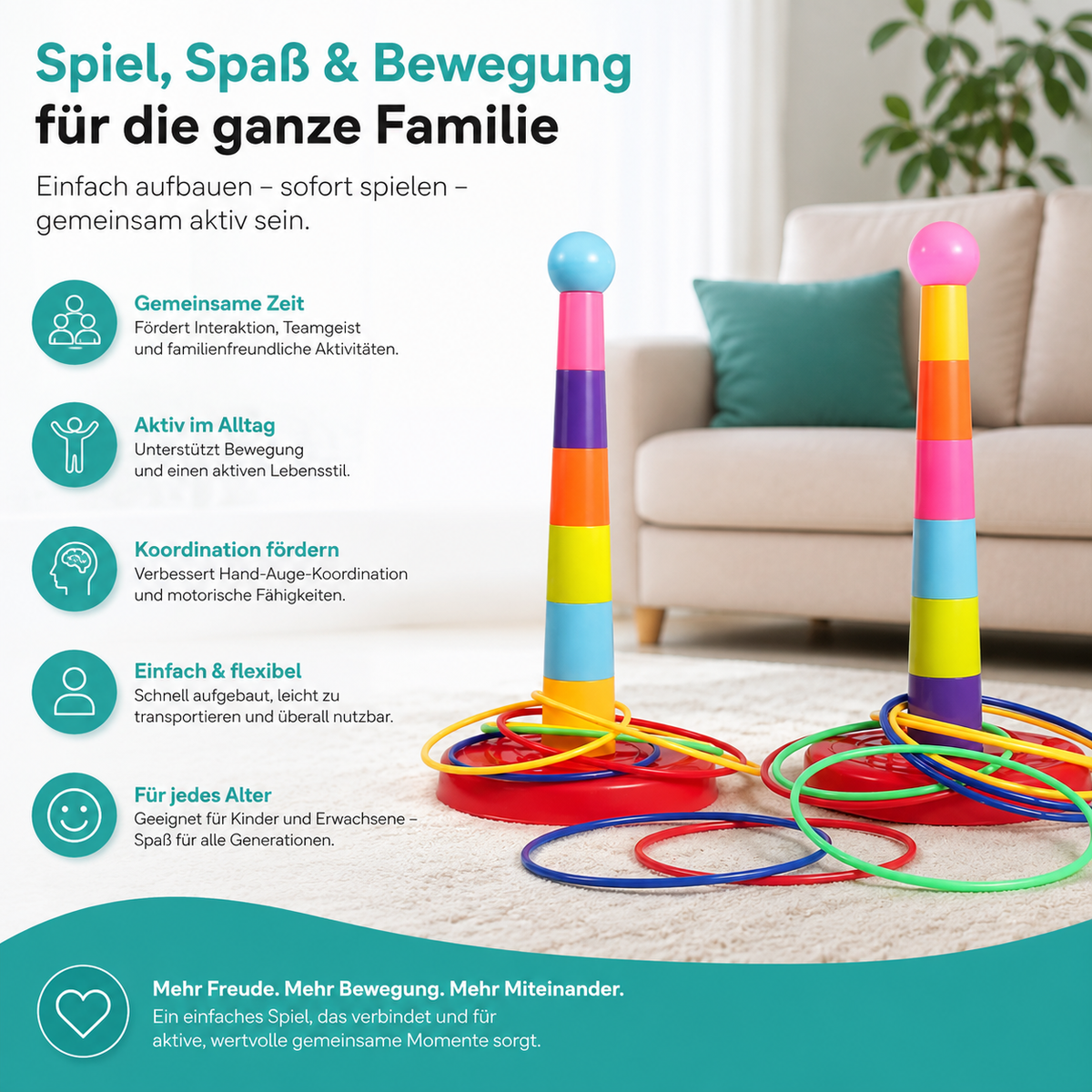 2-in-1 Ringwurf & Stapelspiel – Lernen, Spielen & Bewegung