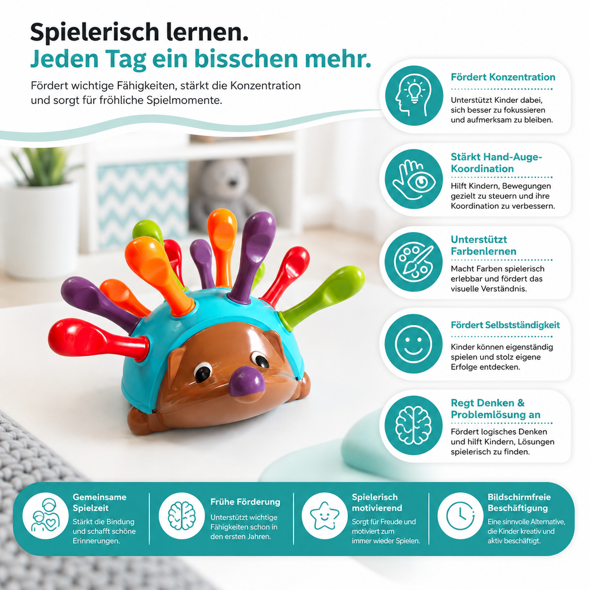 Montessori Puzzle Igel – Spielerisch Farben & Fokus fördern