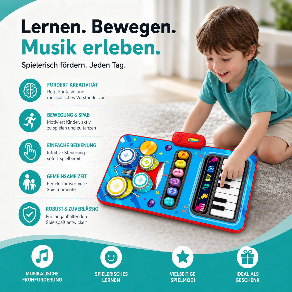 2-in-1 Tanz- & Musikmatte für Kinder – Lernen, Bewegen & Musizieren