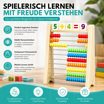 Holz-Rechenrahmen mit 100 Perlen – spielerisch Mathe lernen