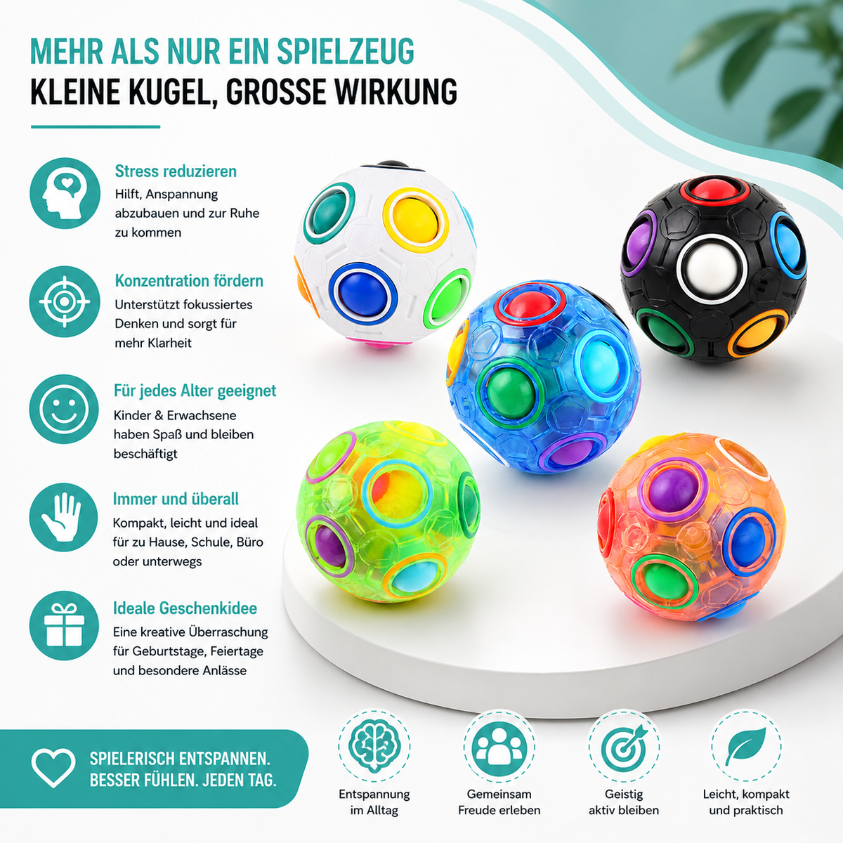 Magischer Regenbogen Puzzleball – Stressabbau für Kinder und Erwachsene