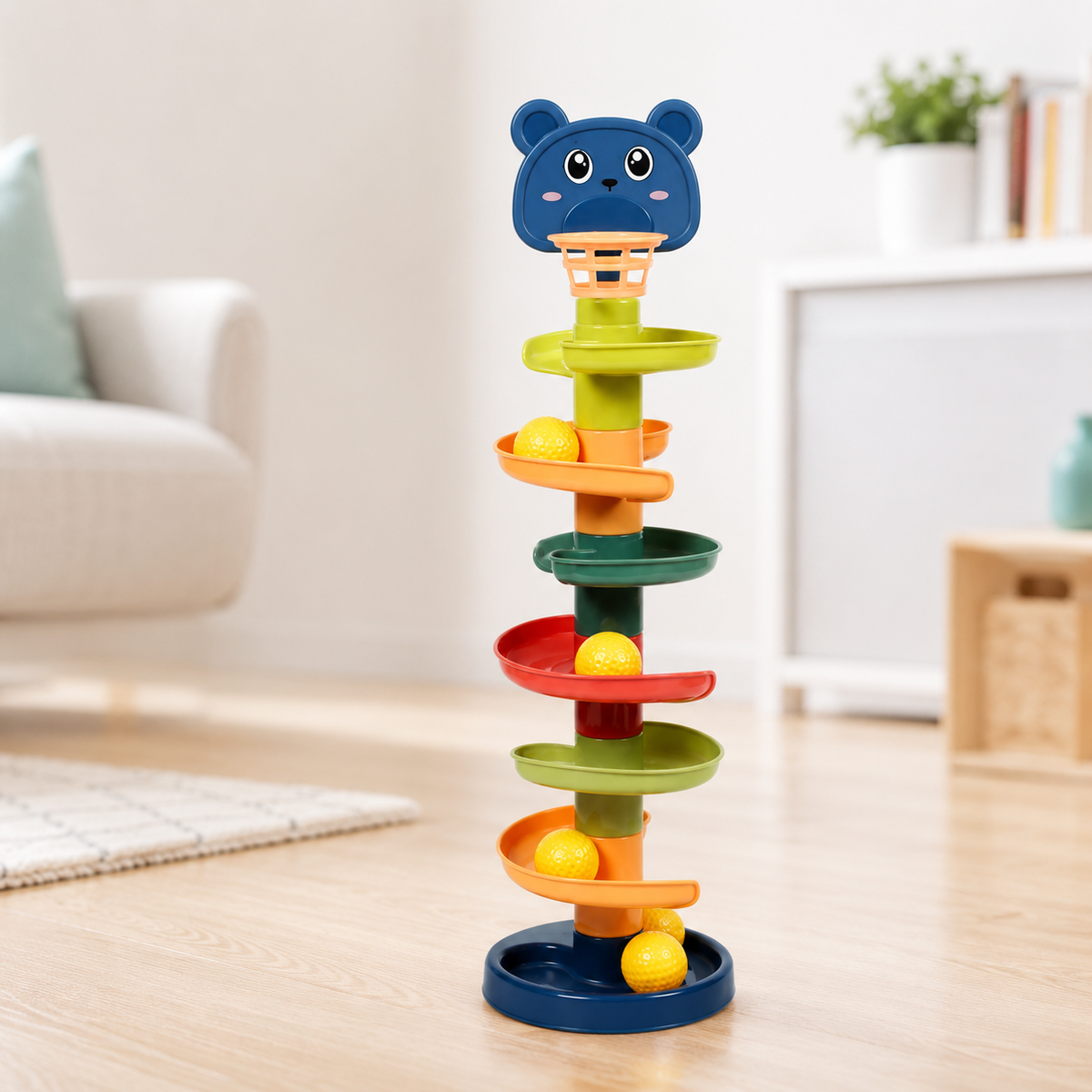 Bunter Rollenball Turm für Kinder 7 Schichten+7 Bälle (Höhe 45cm)