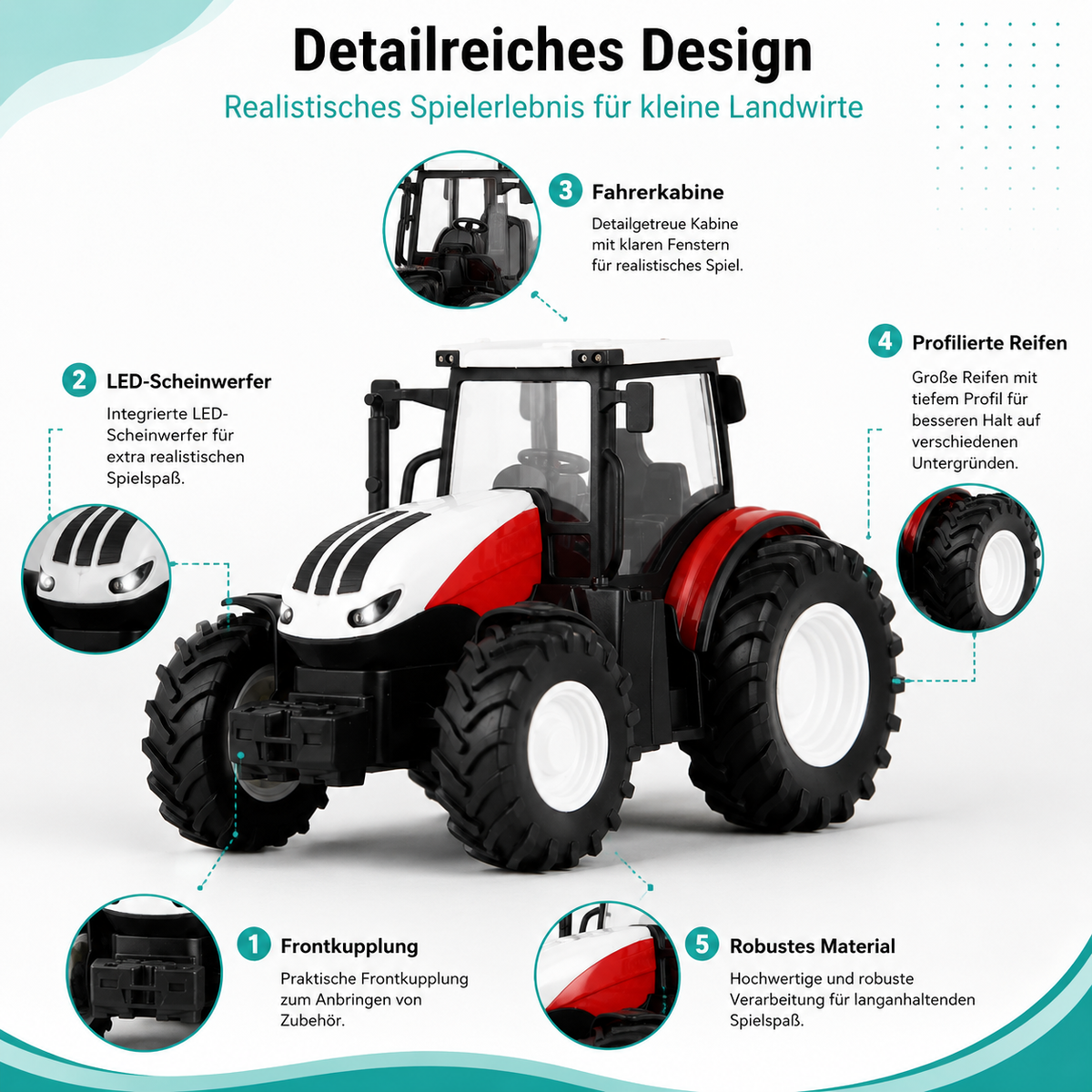 Bauernhof-Spaß pur! RC Traktor mit LED-Licht & realistischem Klang