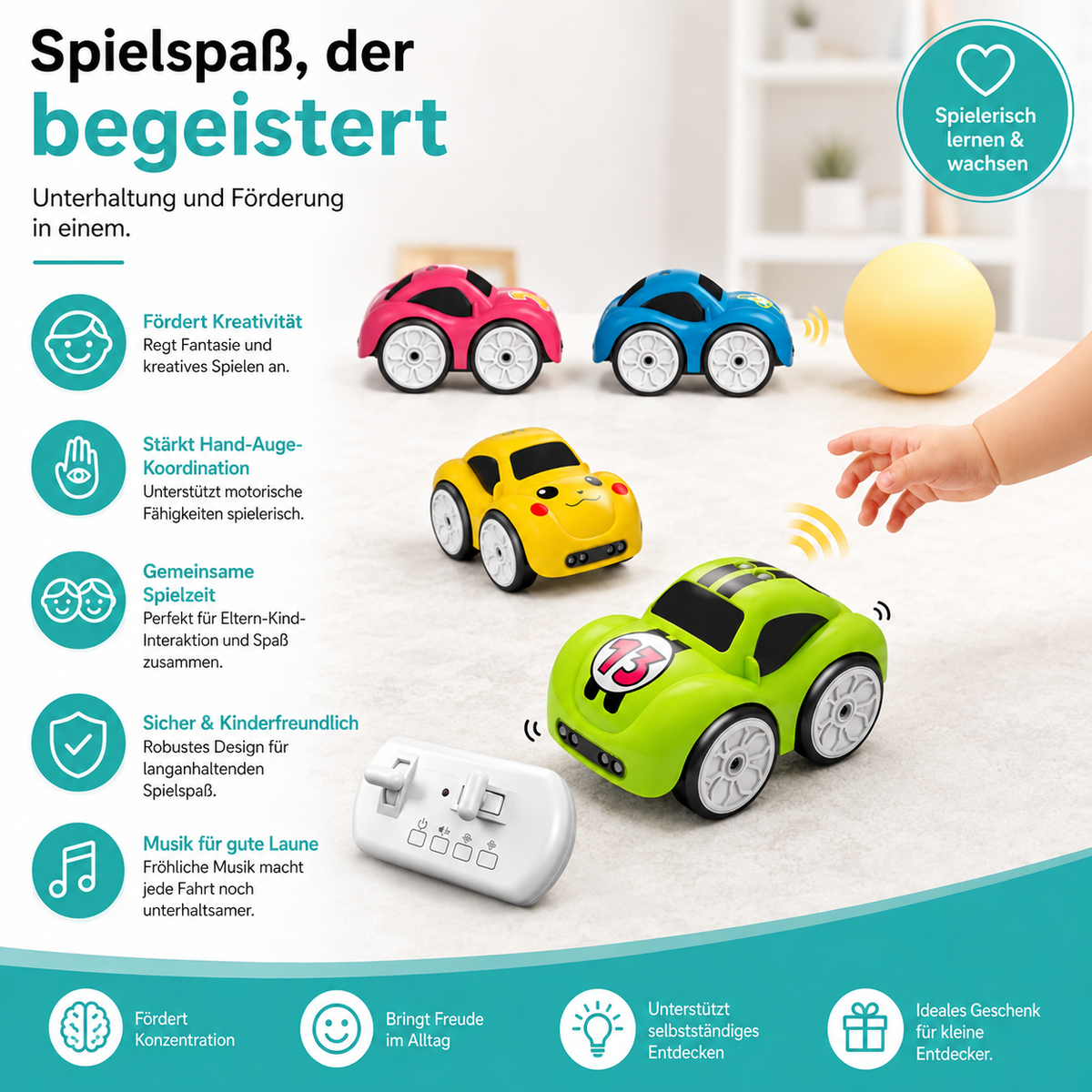 Schlau RC Auto mit Musik & Handsteuerung für Kinder