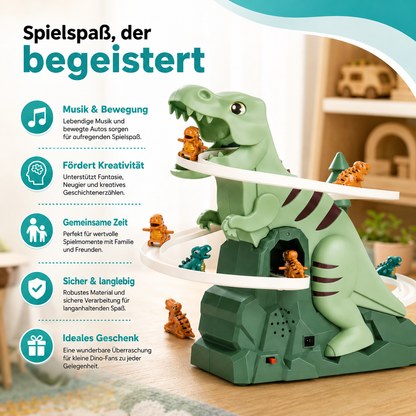 Dino-Abenteuer Rennbahn – Elektrische Spielbahn mit Musik & Bewegung für Kinder