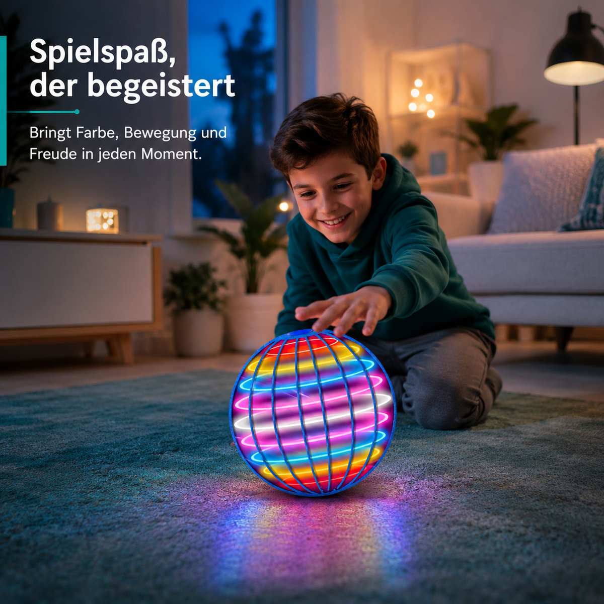 Magischer schwebender LED Ball mit bunten Lichtern