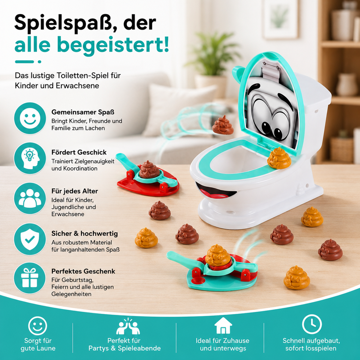 Unterhaltsames Geschicklichkeitsspiel für gemeinsame Spielrunden.