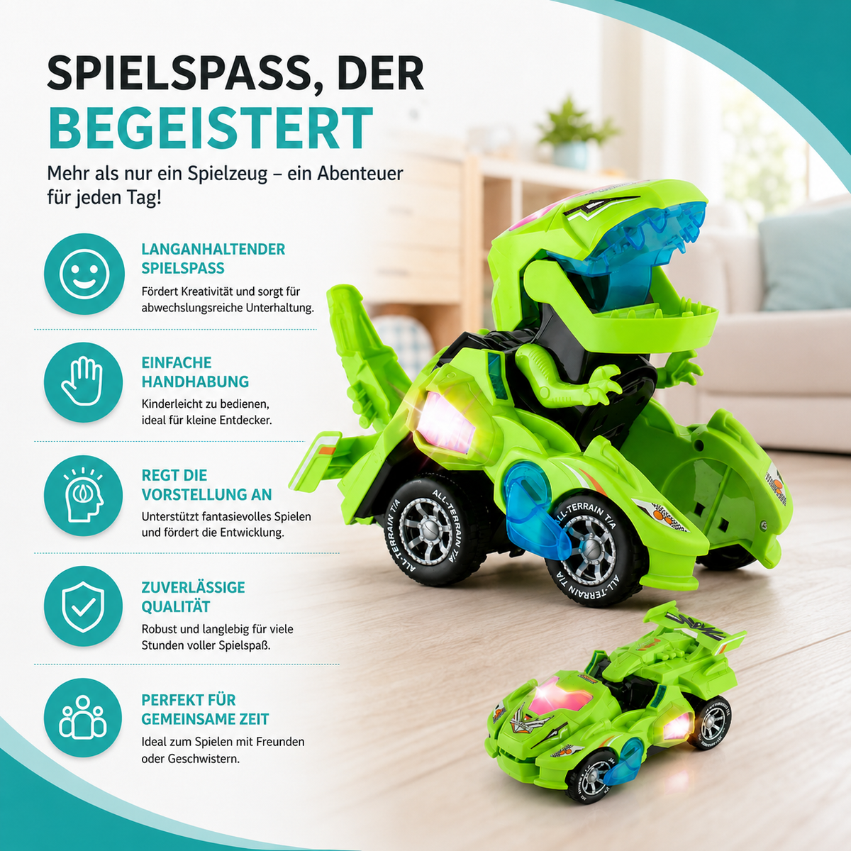 2-in-1 Dino Auto – Verwandelt sich automatisch in einen Roboter!