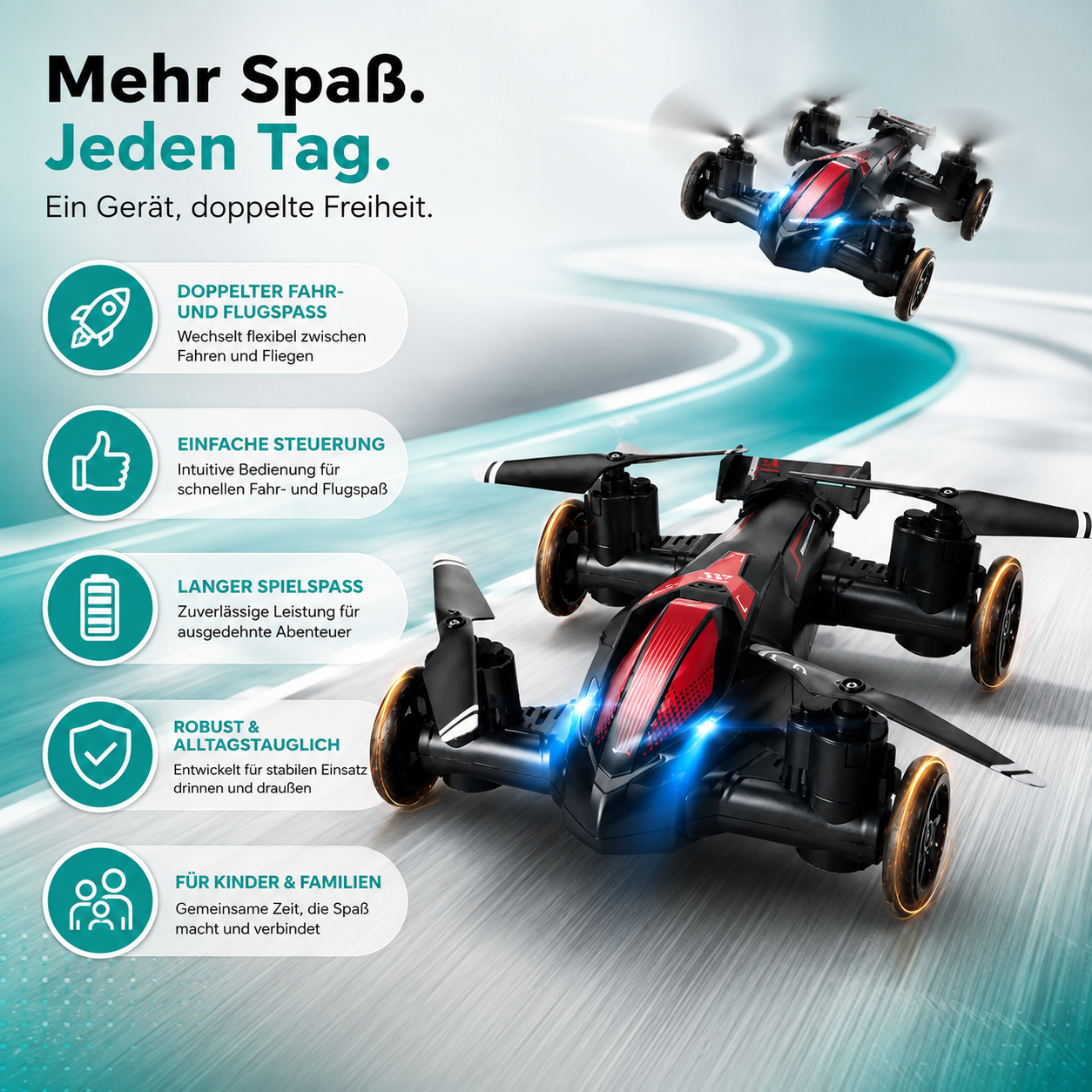 RC Auto mit Flugfunktion für Kinder – fährt und fliegt