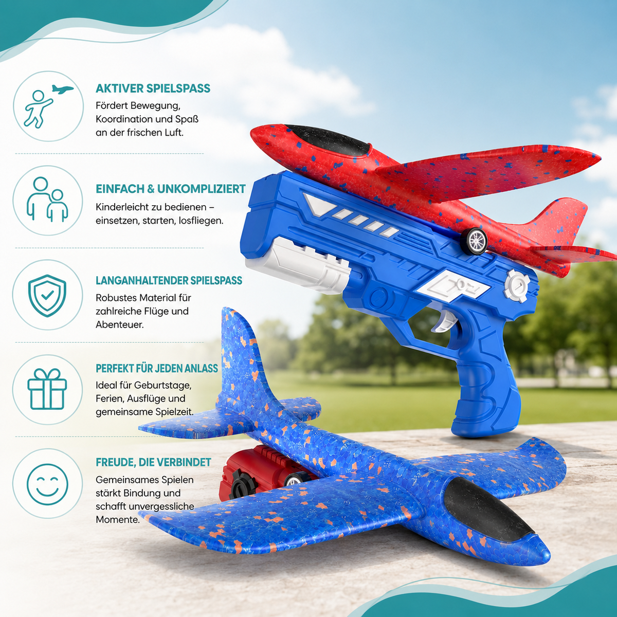Schaumflugzeug Spielzeug mit Launcher für Kinder