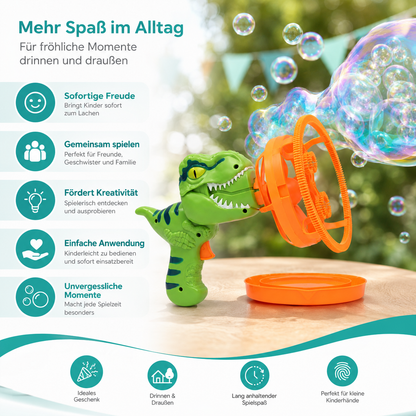 Dino Seifenblasen-Blaster für Kinder mit automatischer Blasenfunktion