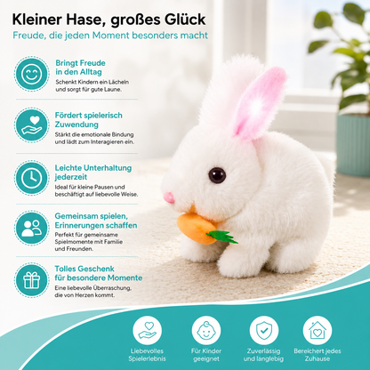 Niedlicher elektronischer Hase – Lebensechtes Hüpfen und fröhliche Bewegung