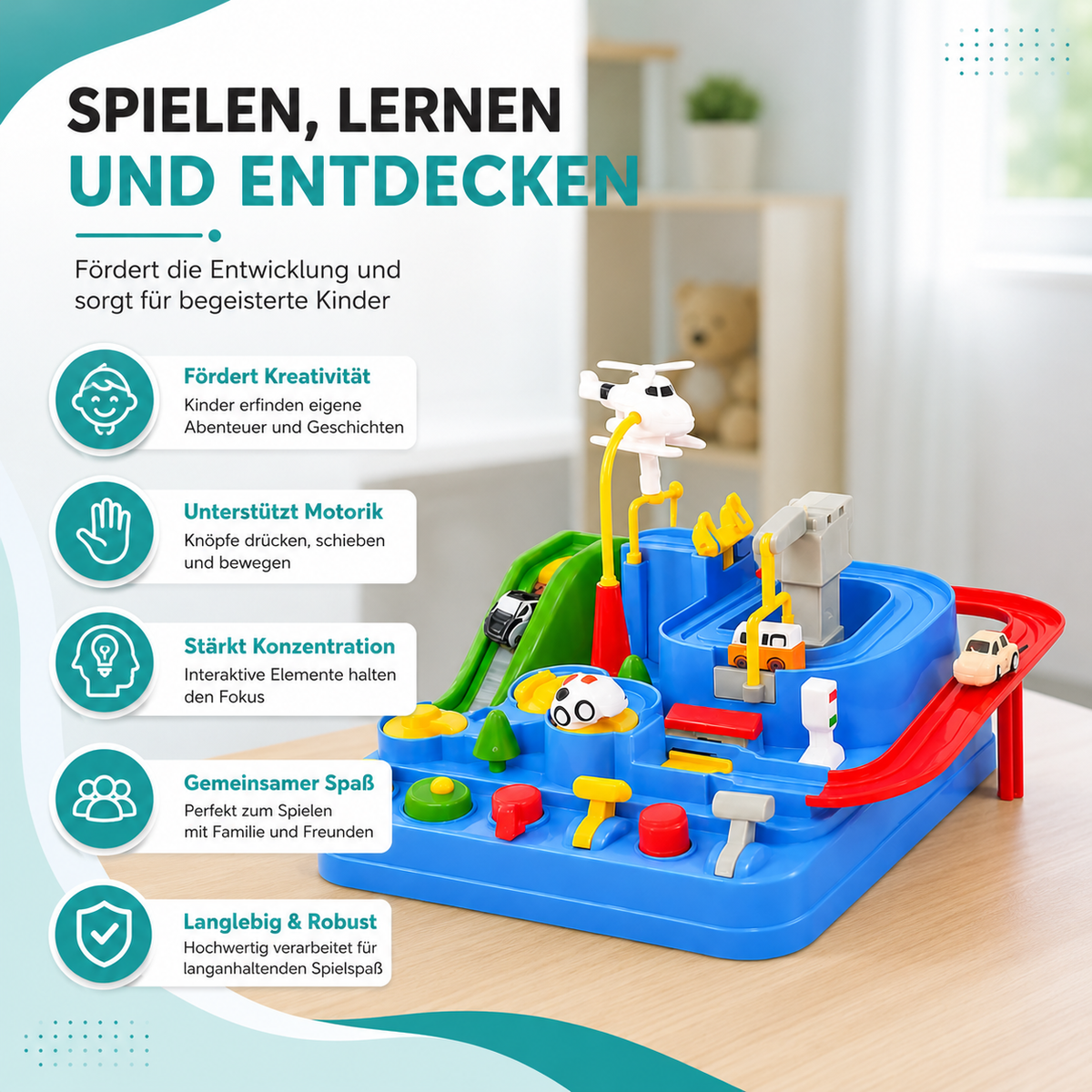 Auto Rennstrecke Spielset für Kinder – Fahrzeugbahn mit Spielautos