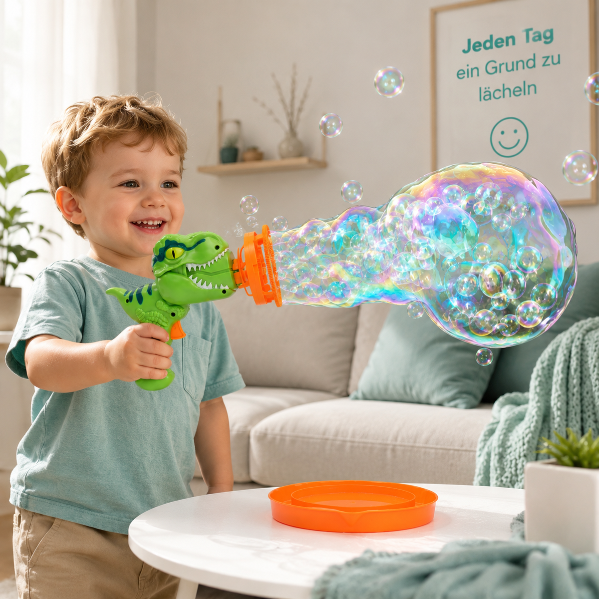 Dino Seifenblasen-Blaster für Kinder mit automatischer Blasenfunktion