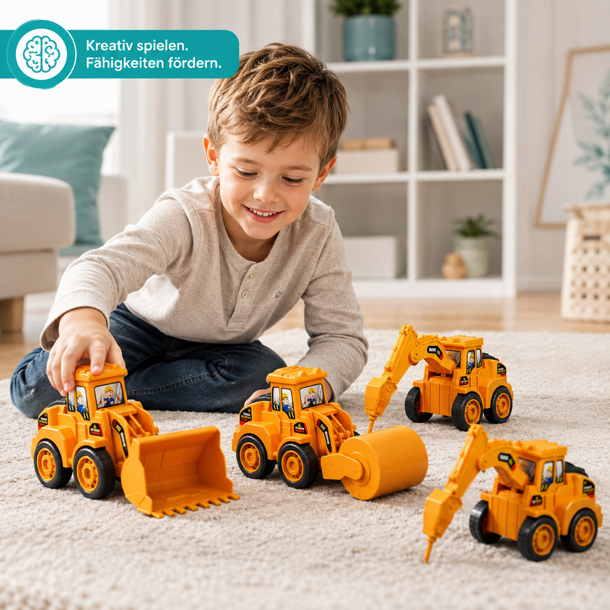 Mini-Baustellen-Fahrzeug Satz – Kreatives Lernspielzeug für kleine Baumeister