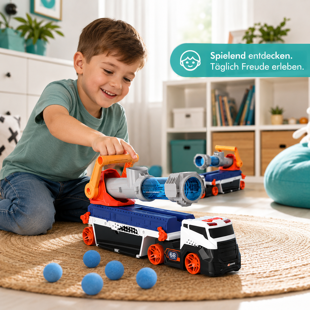 Legierungstruck mit Mini-Auto & Ball-Abschussvorrichtung