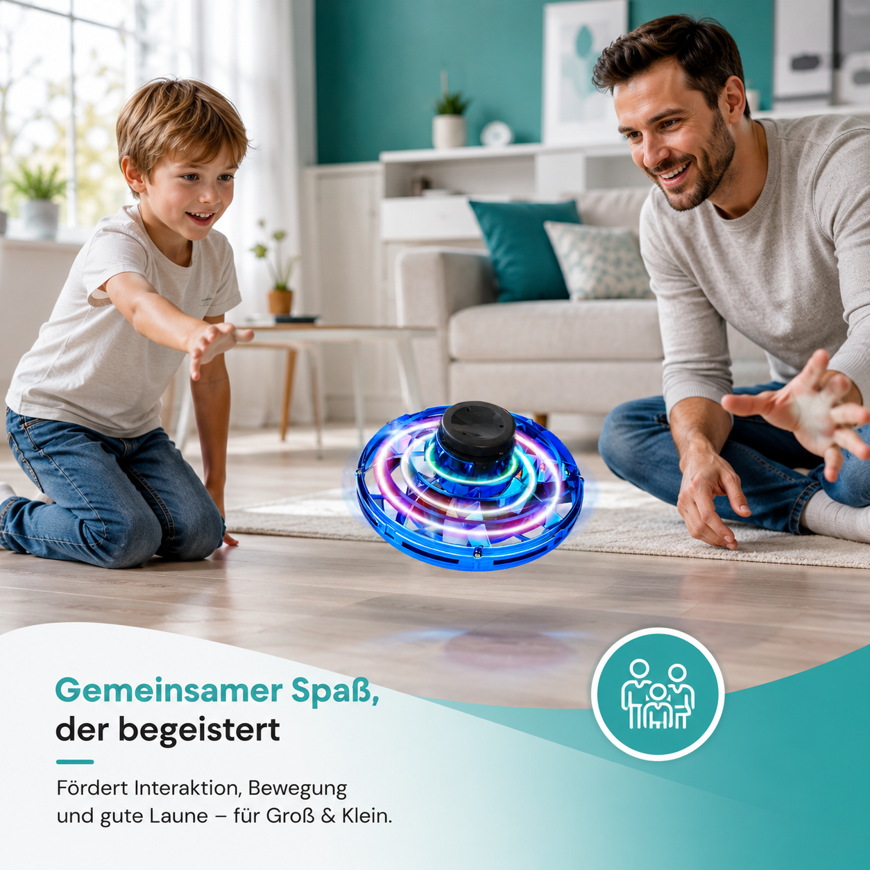 Fliegender LED Kreiselball im UFO-Design