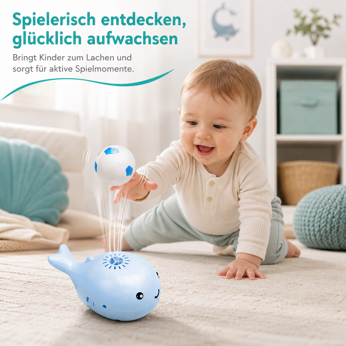 Elektrisches Wal Wasserspielzeug mit schwimmendem Ball für Kinder