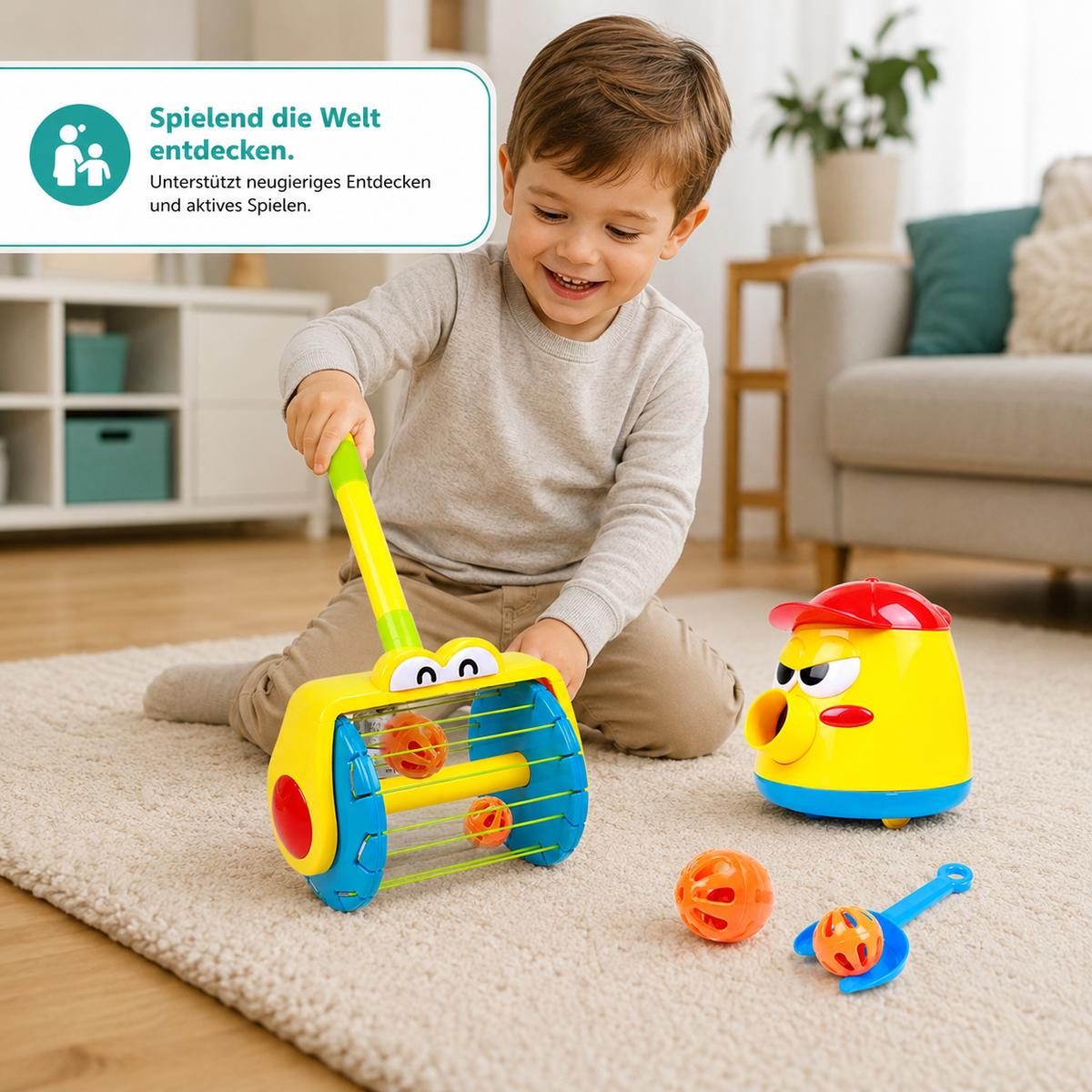 Elektrischer Kinderstaubsauger mit Ball-Funktion