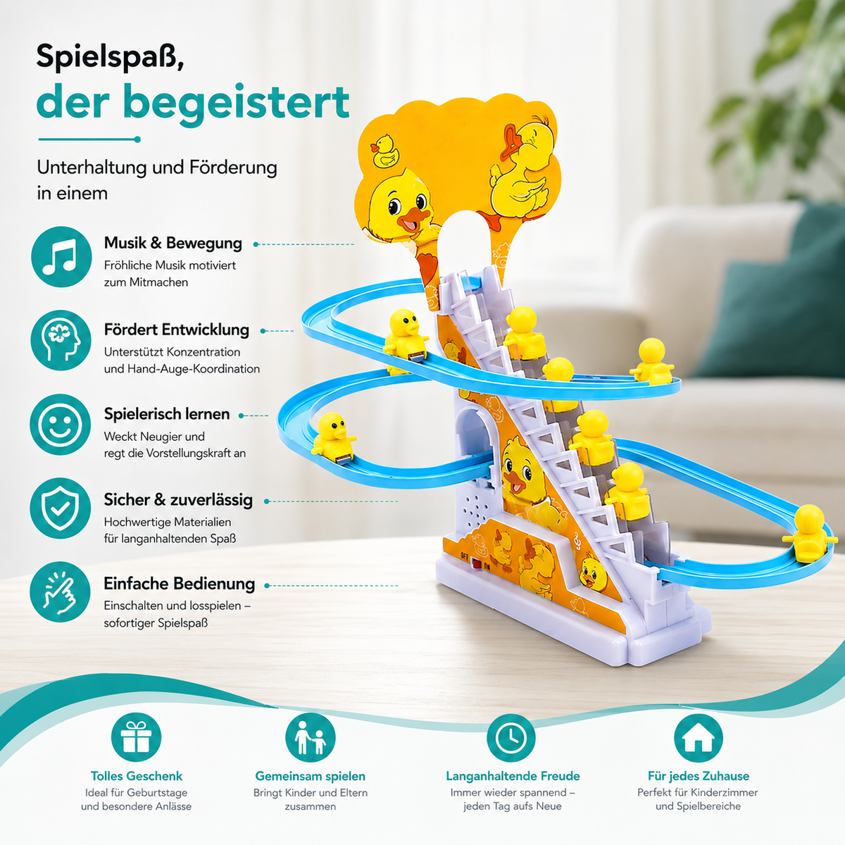 Elektrisches Enten und Dinosaurier Laufspielzeug mit Musik