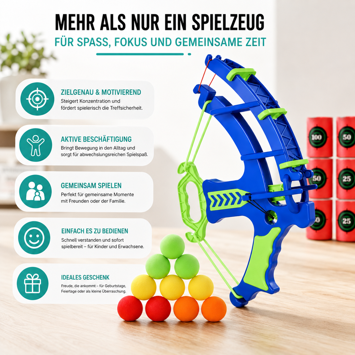 Spielerisches Zielen für abwechslungsreiche gemeinsame Spielmomente.