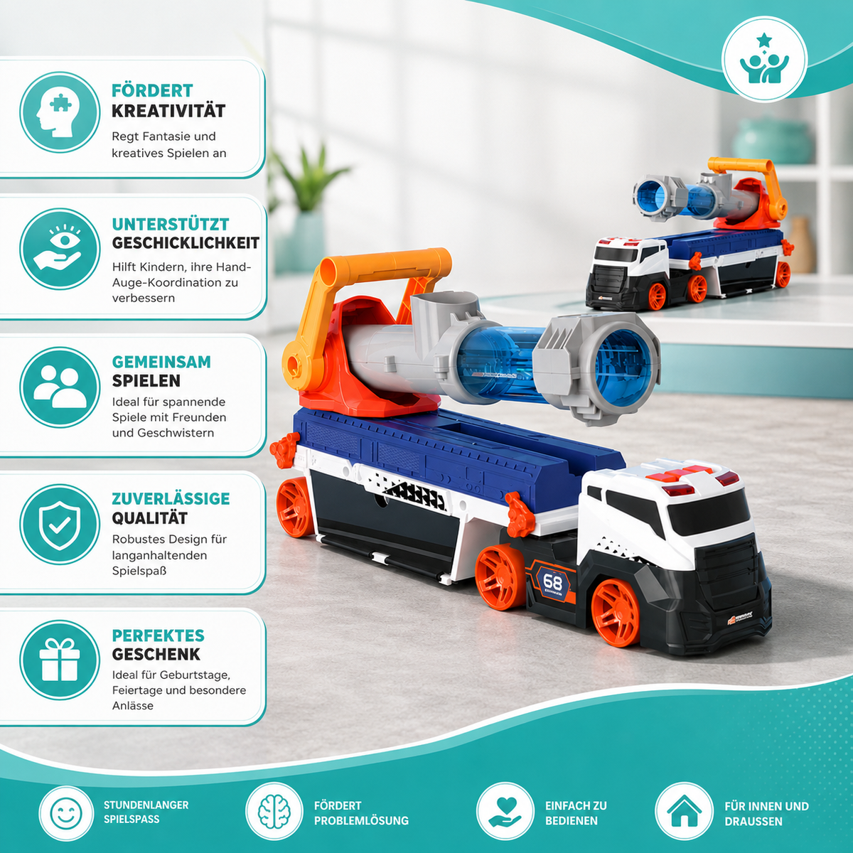 Legierungstruck mit Mini-Auto & Ball-Abschussvorrichtung