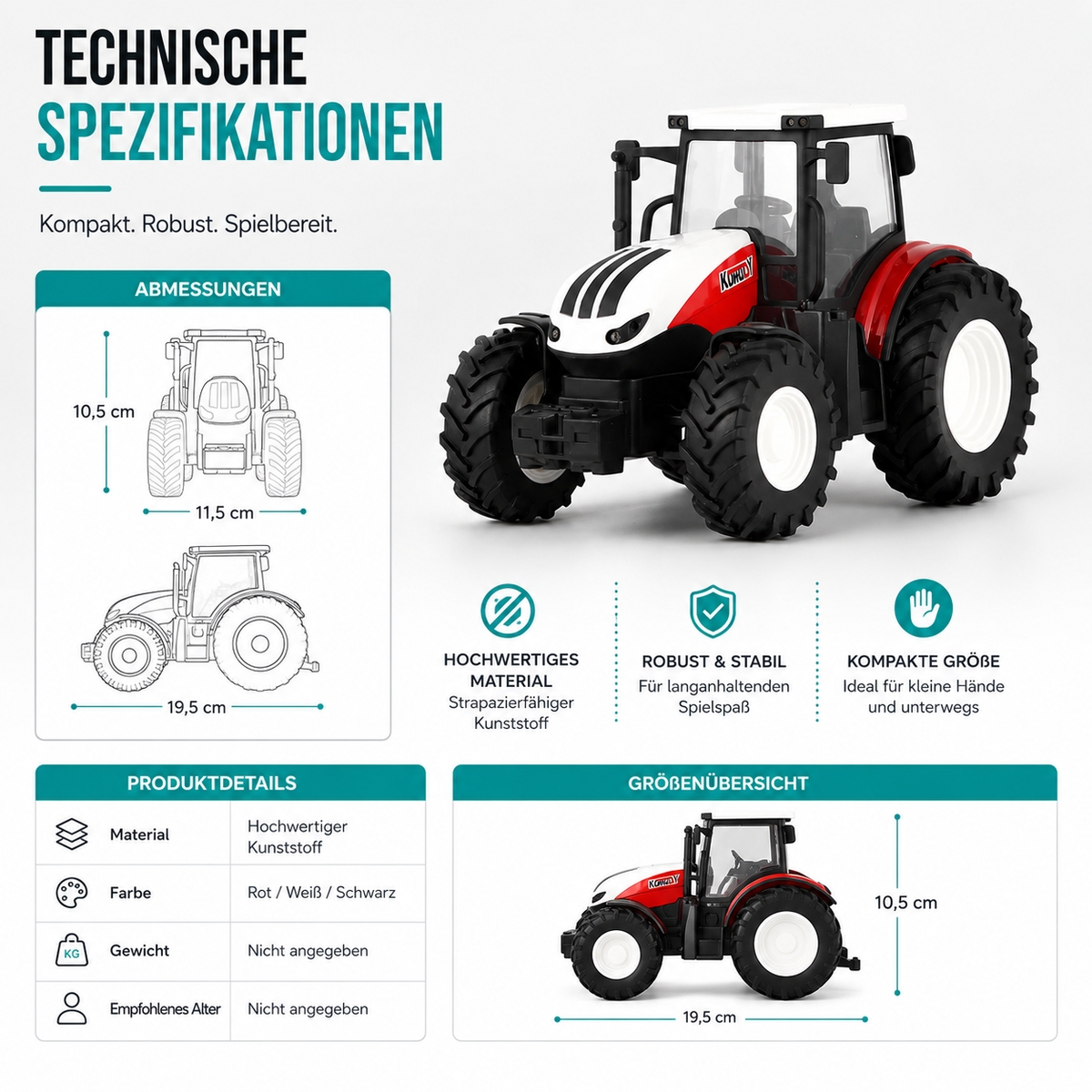 Bauernhof-Spaß pur! RC Traktor mit LED-Licht & realistischem Klang