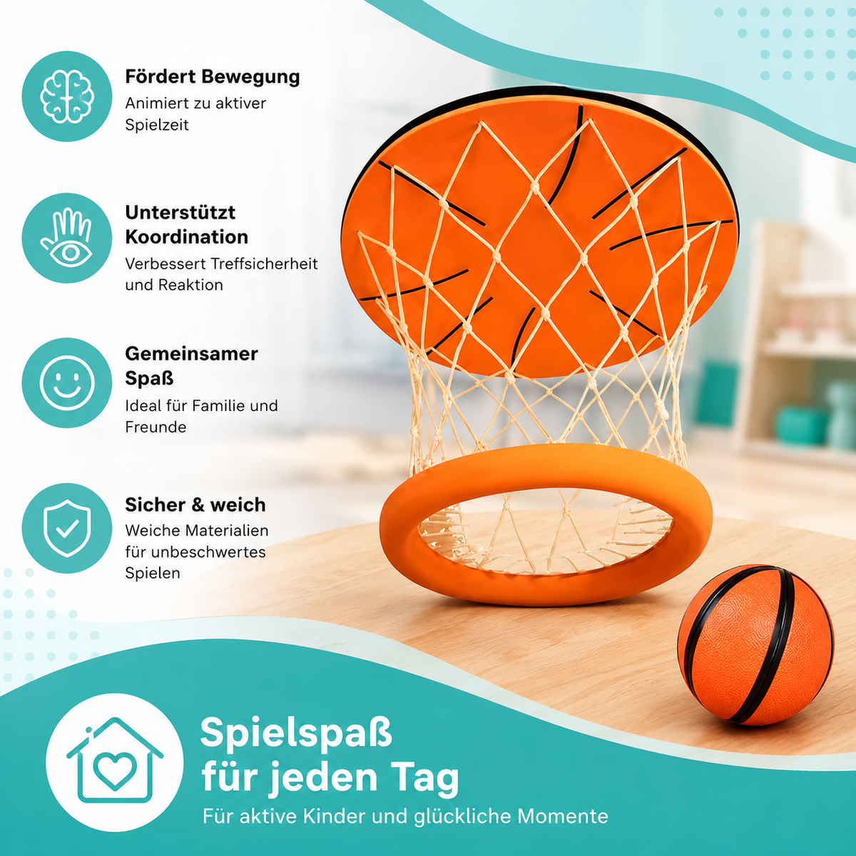 Innenbereich Basketball Band– Spiel, Bewegung & Spaß für Zuhause