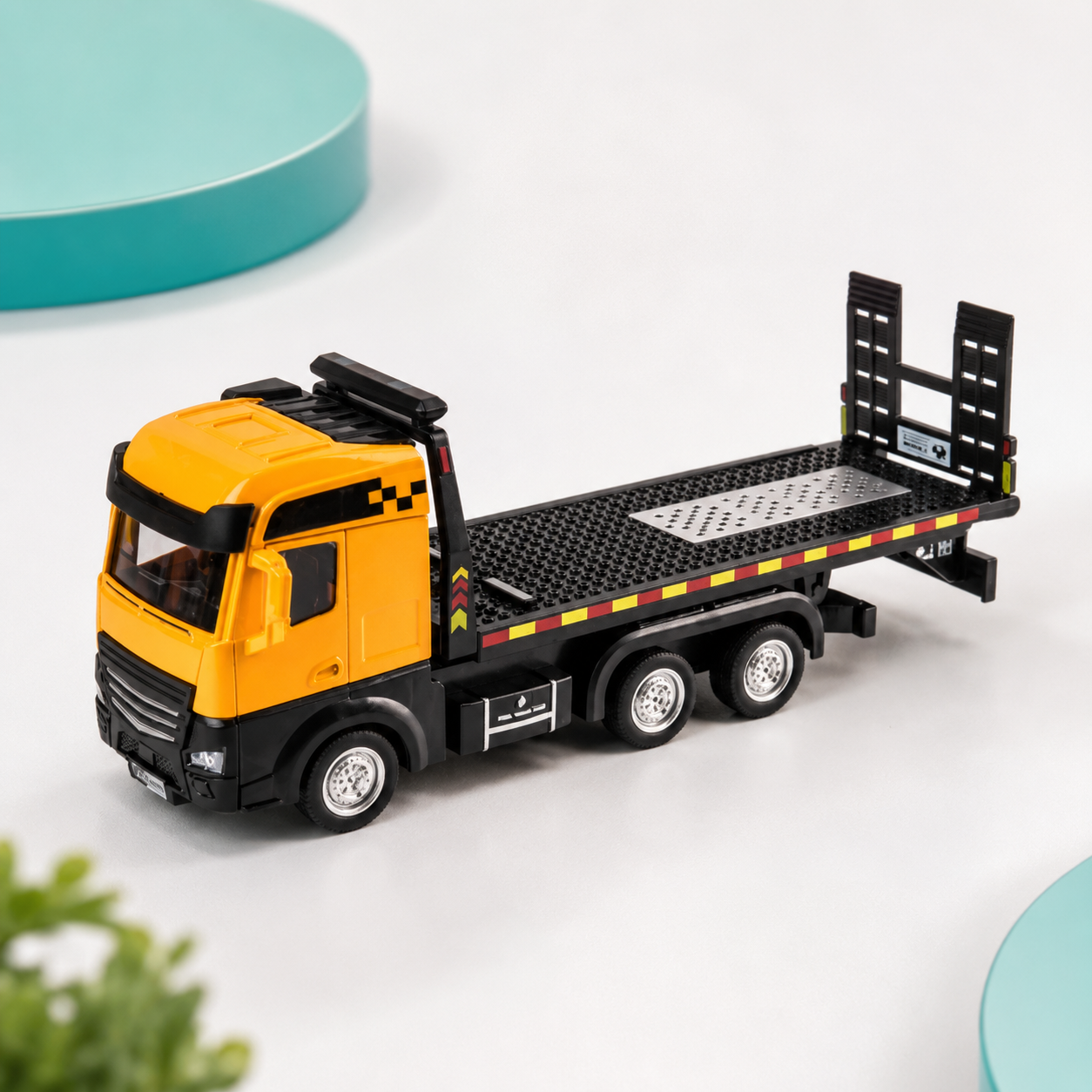 Baustellen Fahrzeug Satz mit Kran & LKW – Metall Spielzeug Legierungs-Trägheitstransporter