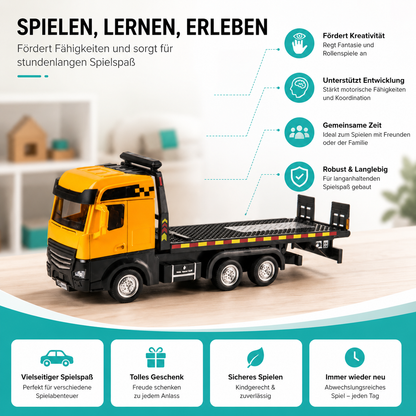 Baustellen Fahrzeug Satz mit Kran & LKW – Metall Spielzeug