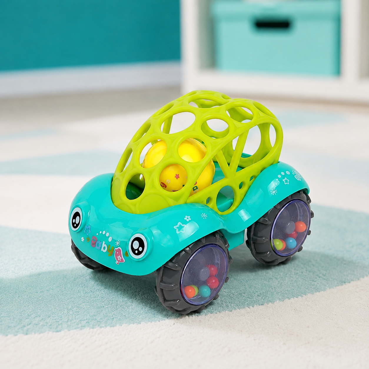 Weiche Silikonautos für Kinder – spielerisch entdecken & lernen Grün