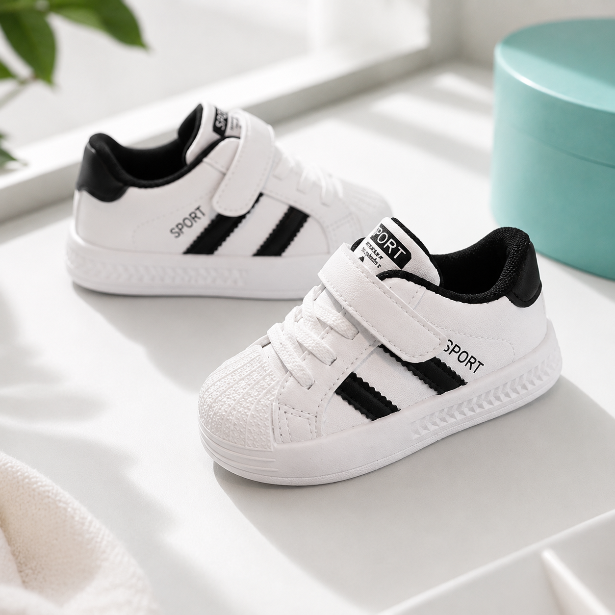 Kinder Sneakers – Atmungsaktiv, Bequem & Sicher Schwarz