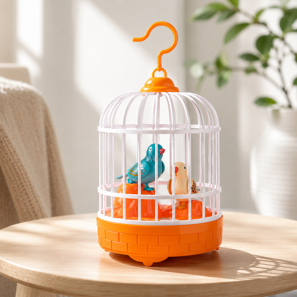 Sprechendes Vogelspielzeug – Sprachaktivierter singender Vogelkäfig Orange
