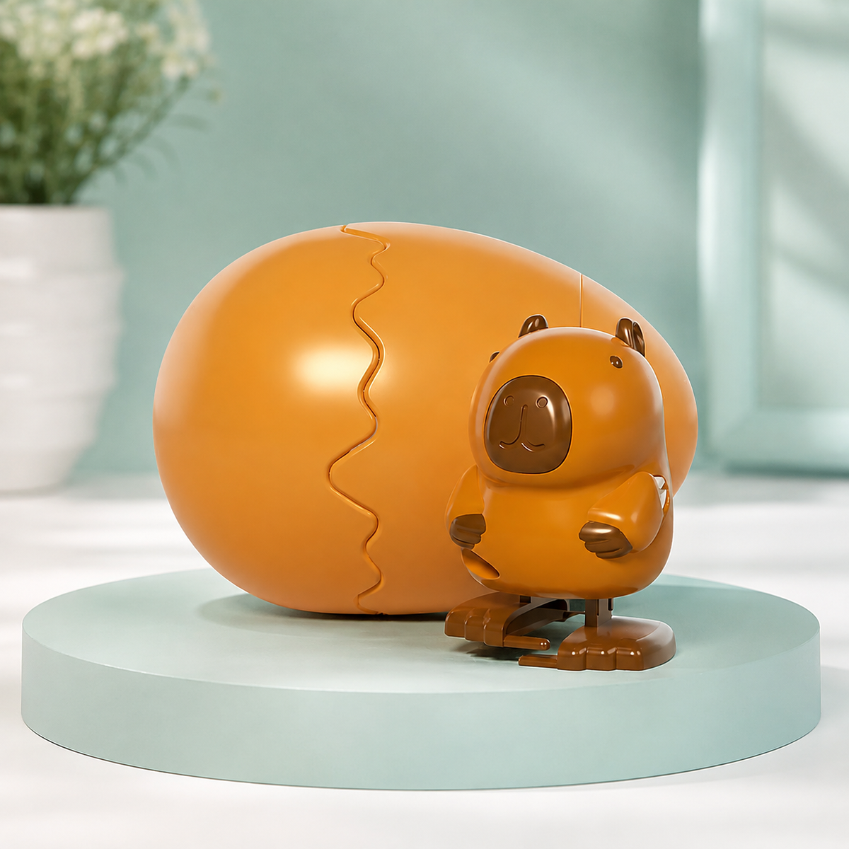 Hüpfendes Aufzieh-Ei mit Tierfigur – Lustiges Spielzeug für Kinder Wasserschwein