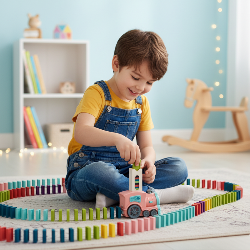Automatisches Domino Legeauto mit Bausteinen
