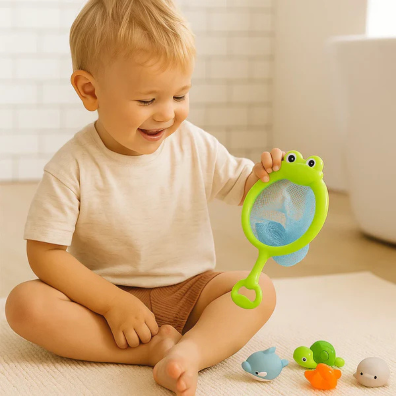 LED Badespaß – Farbenfrohes Lichtspiel für kleine Entdecker! 4 Stück (Schildkröte Seestern Pinguin Delfin)