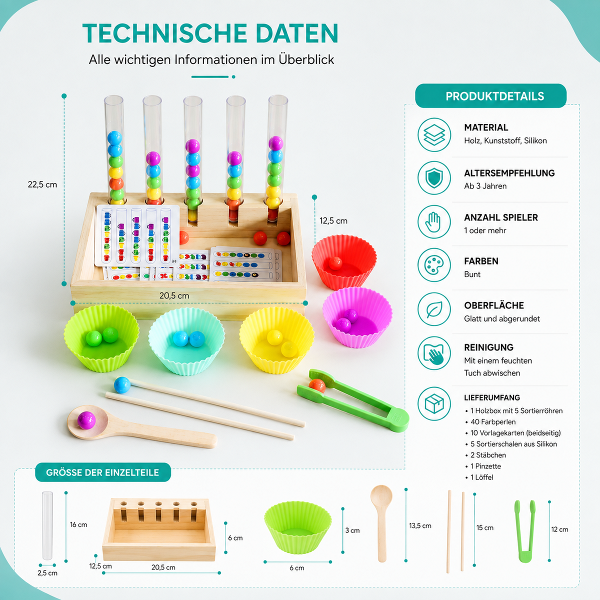 Montessori Farbperlen-Spiel – Lernen, Sortieren & Spaß!