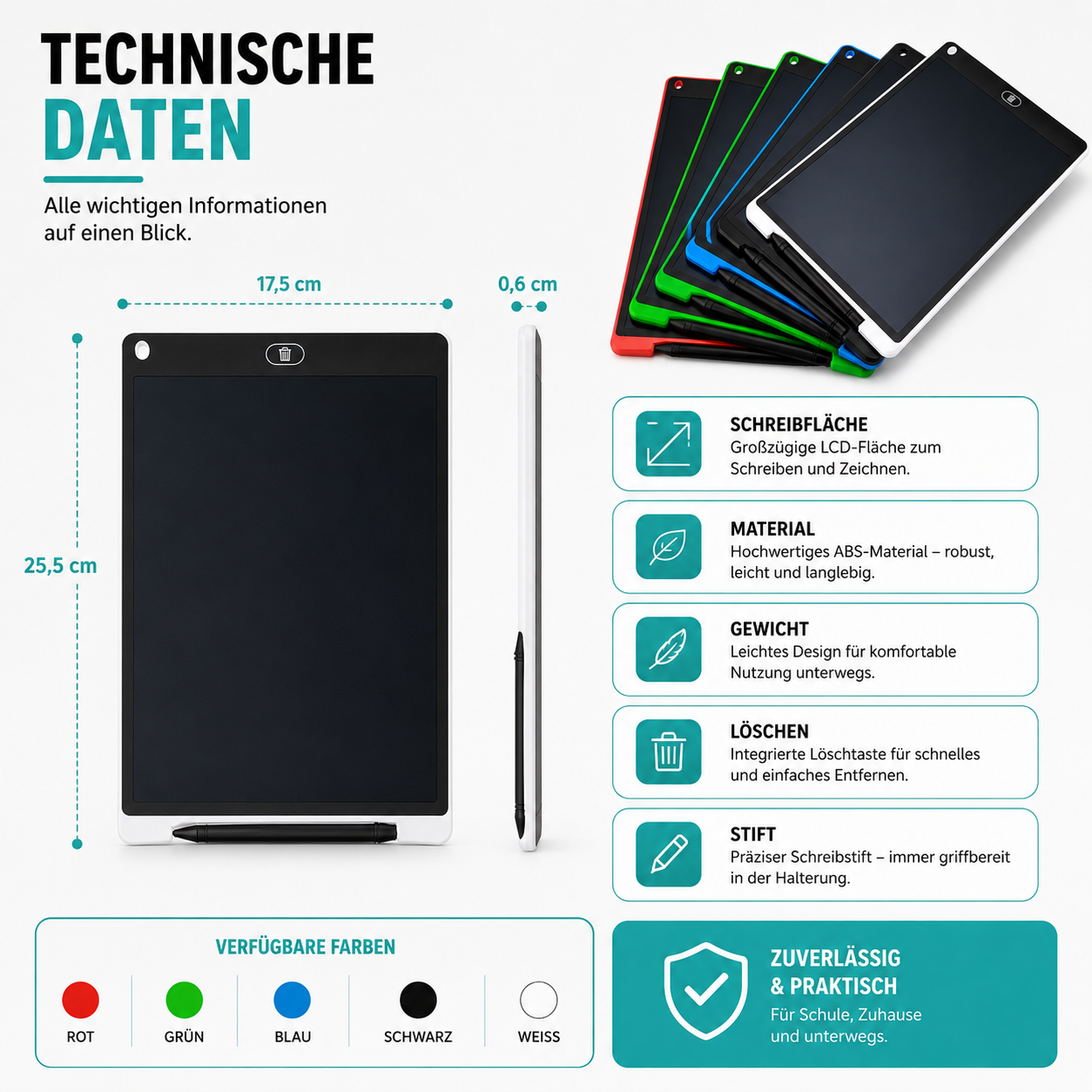 Digitales LCD-Schreibtablett – Überall zeichnen, schreiben und lernen