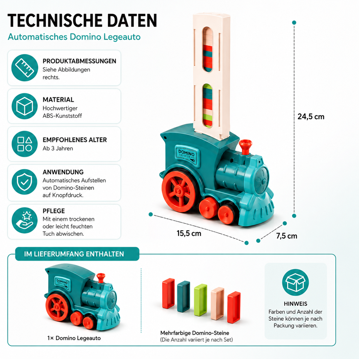 Automatisches Domino Legeauto mit Bausteinen