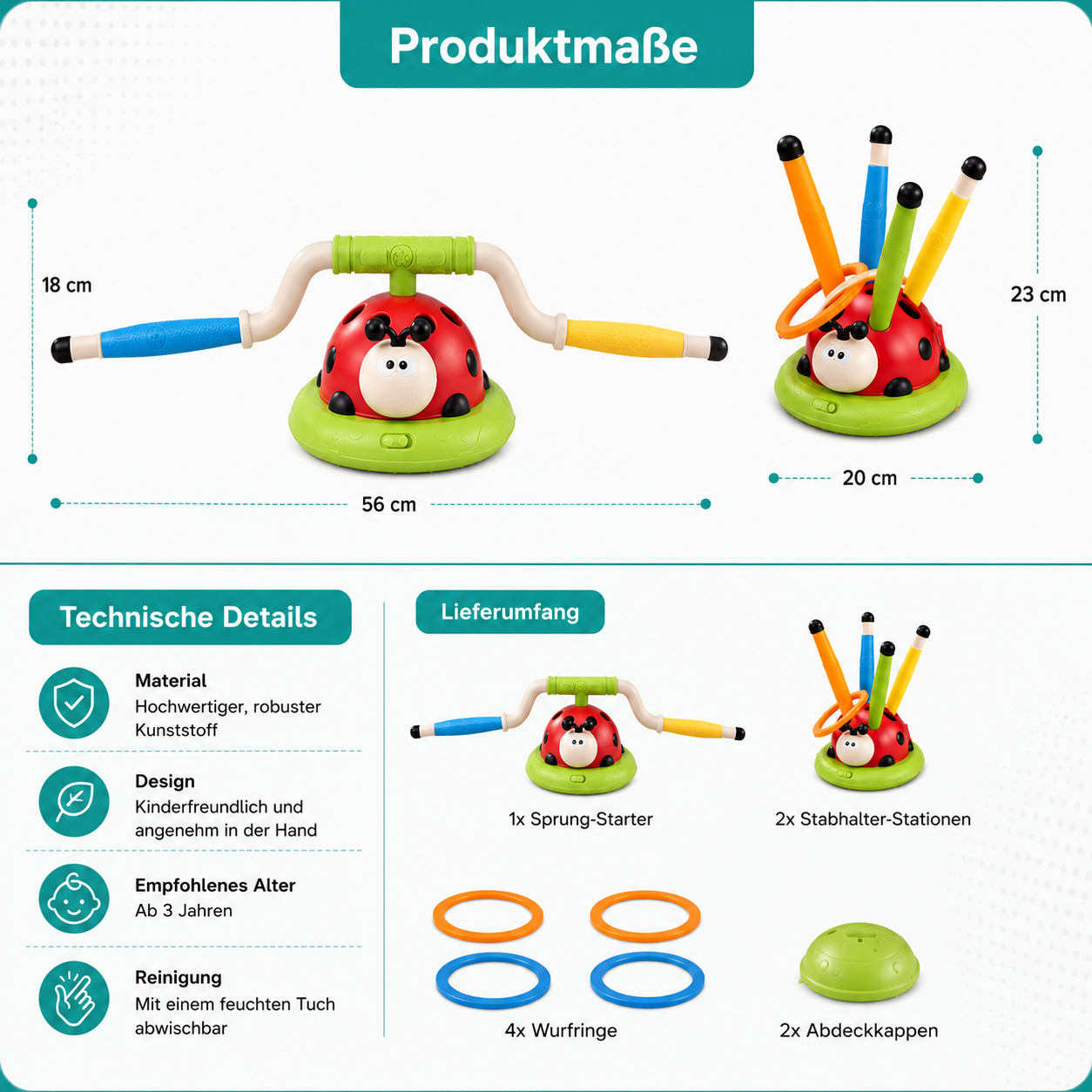 3-in-1 Ladybug Spielzeug Springen, Werfen, Raketen!