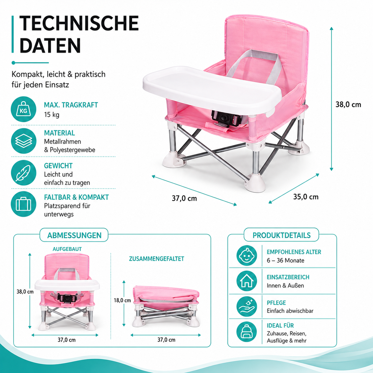 Faltbarer Baby Hochstuhl Kompakt und Tragbar